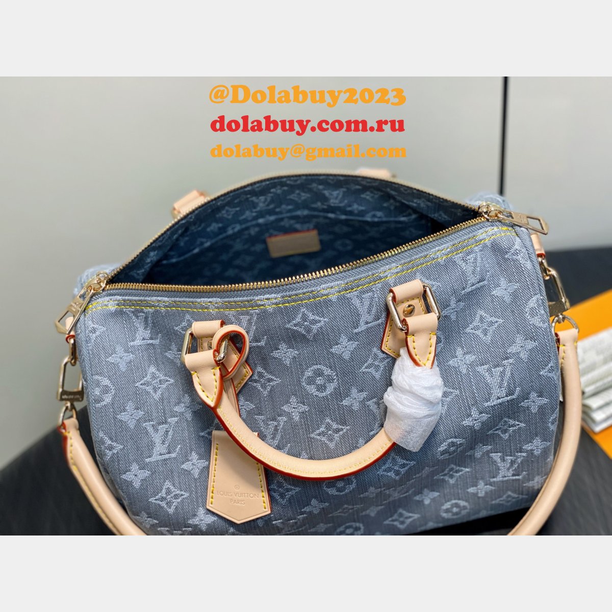 Louis Vuitton Speedy Soft 30 Bag M13344 Luxury Monogram Denim Grey