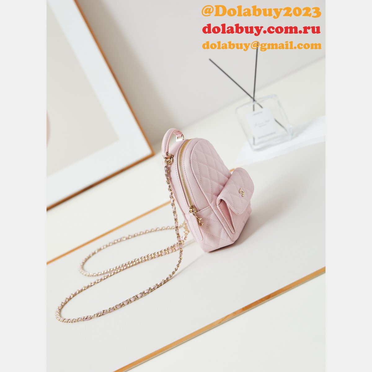 Fashion 24Cmini caviar leather women backpack AP3753