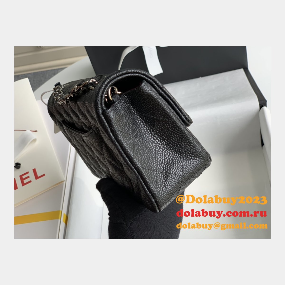 Top Quality CC Caviar Leather Flap Bag 1116 20CM