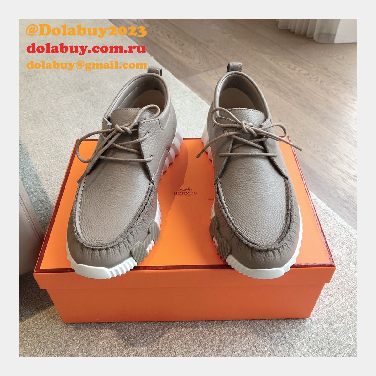 Top Quality hermes men Bouncing leather sneaker