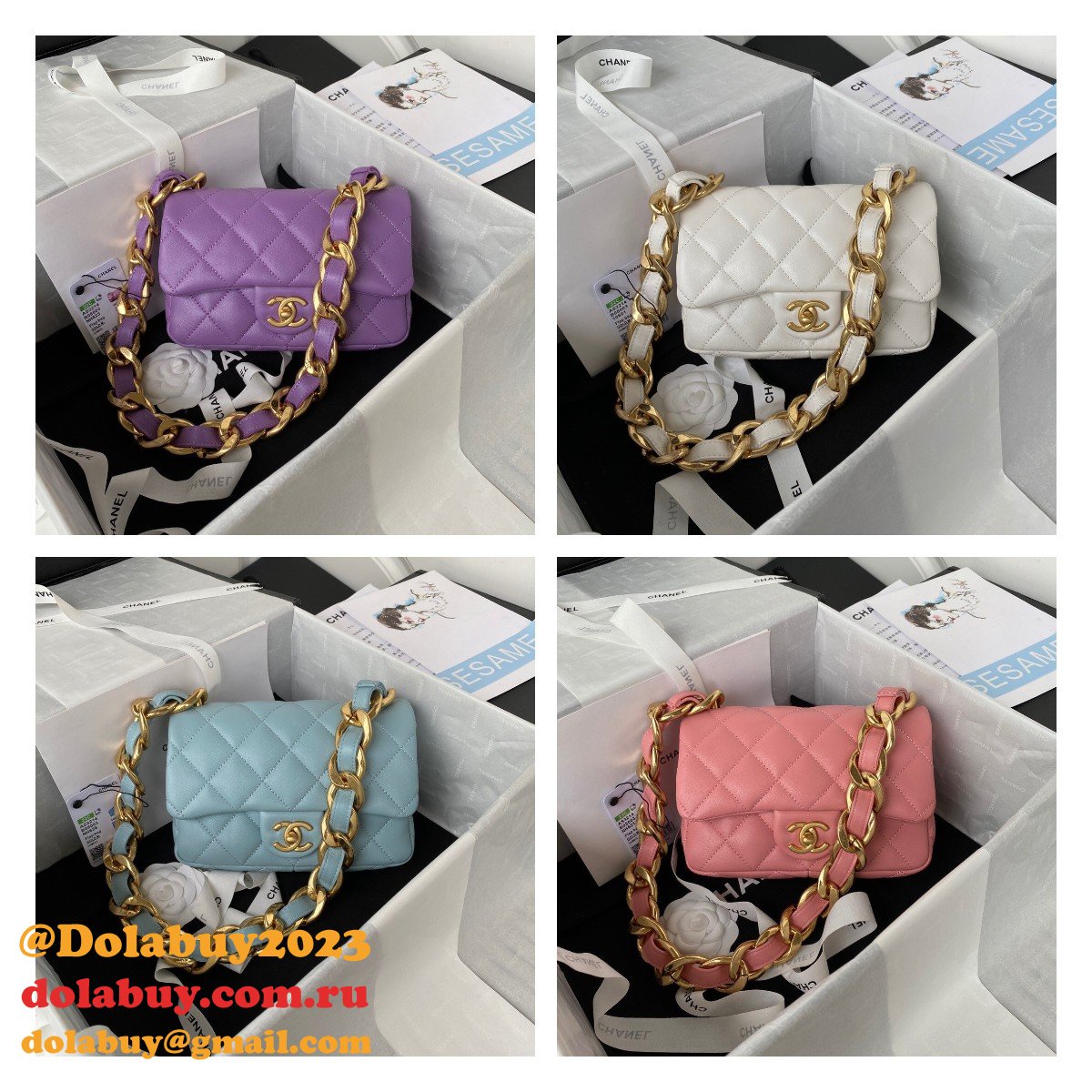 High Quality Designer Replica Flap AS3214/AS3213 Bag Lambskin & Gold-Tone Metal