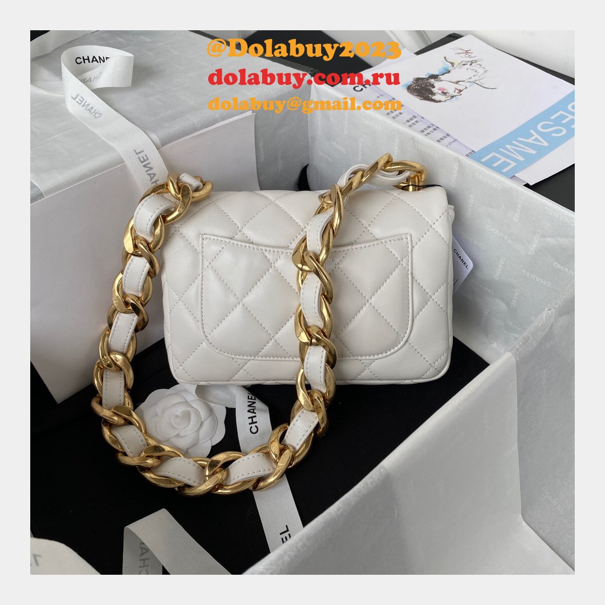 High Quality Designer Replica Flap AS3214/AS3213 Bag Lambskin & Gold-Tone Metal