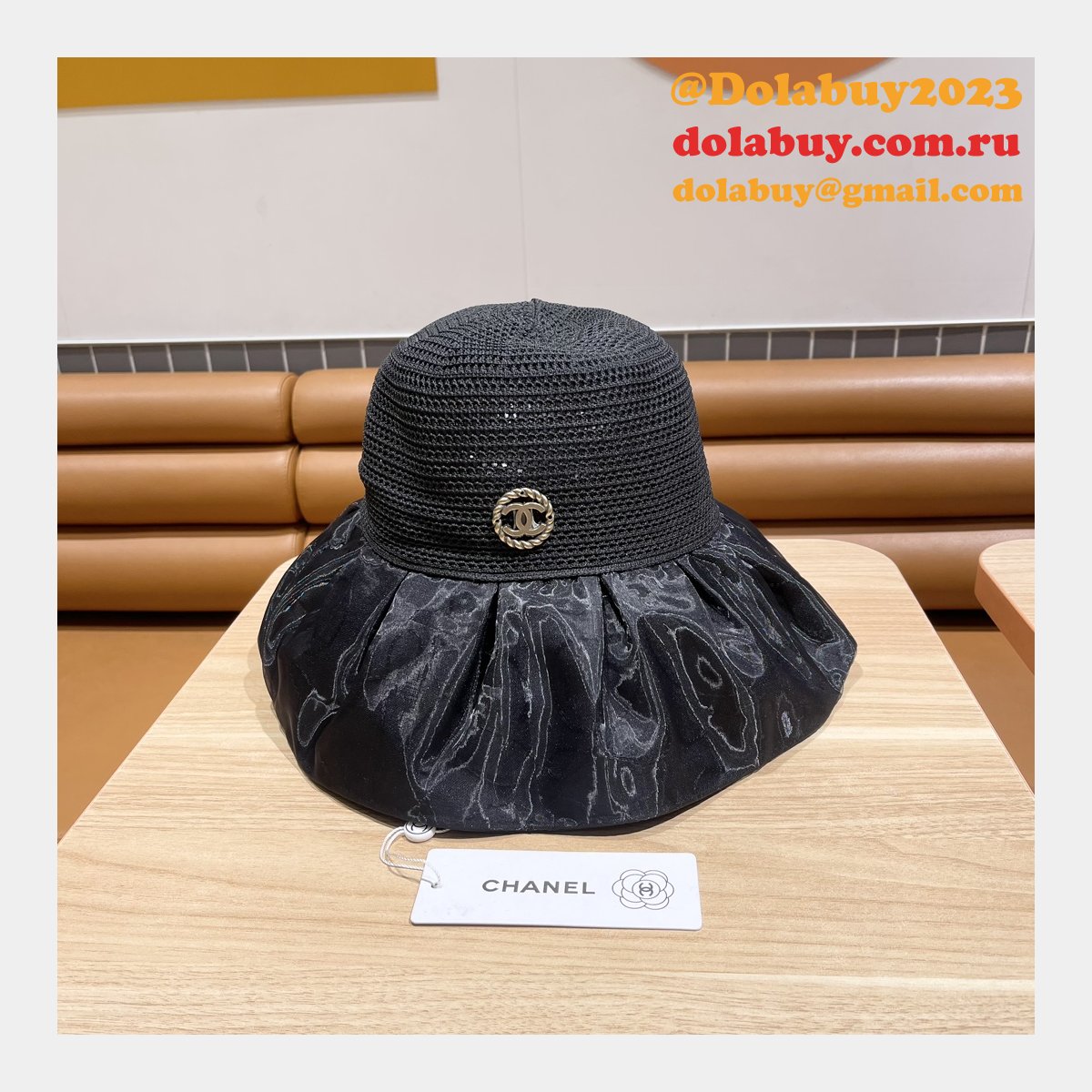 AAA+ CC Replica Big brim Camellia straw hat