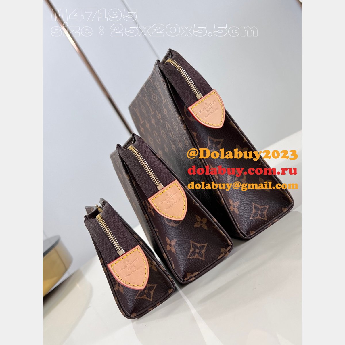High Quality Trio Toilet Pouch LV M47195 Replica Handbags Online Sale