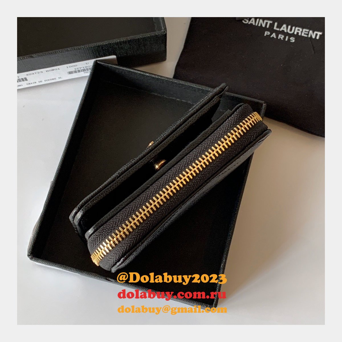 AAA+ Saint Laurent monogram compact zip around wallet black