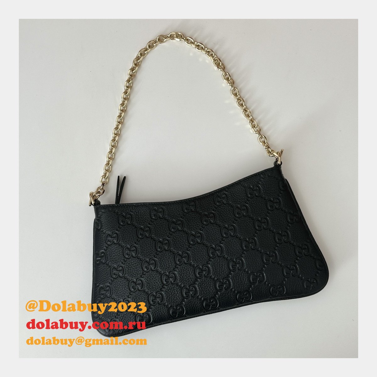 G*u*i designer fake gg emblem medium shoulder 815277 black bag