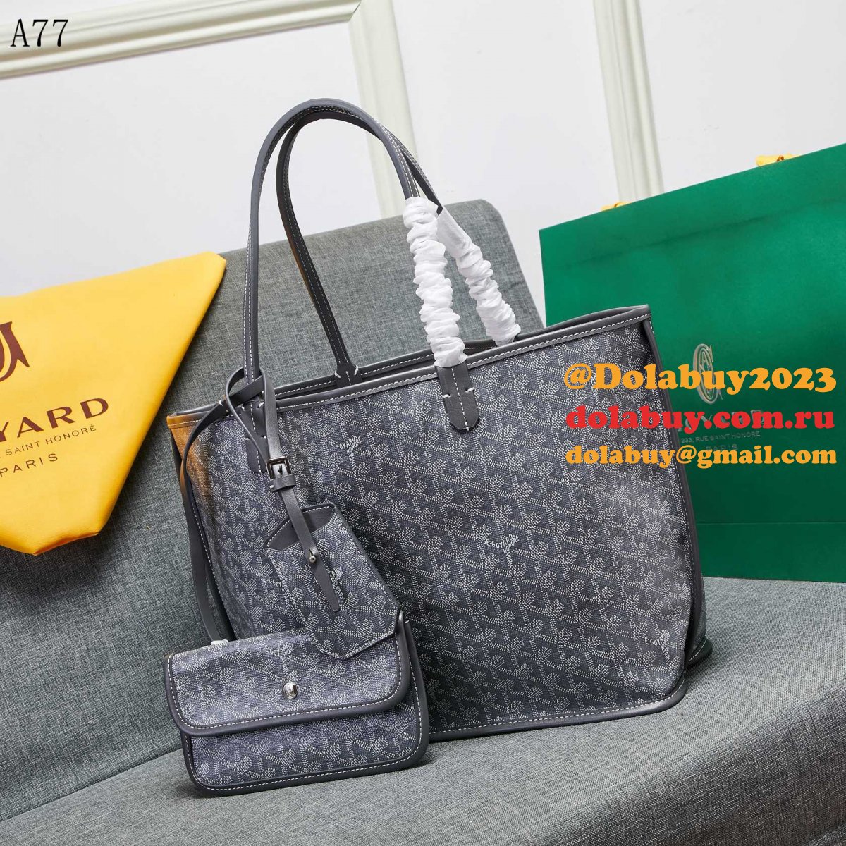 Replica Goyard Classic Chevron St. Louis PM Totes Dark grey Bags