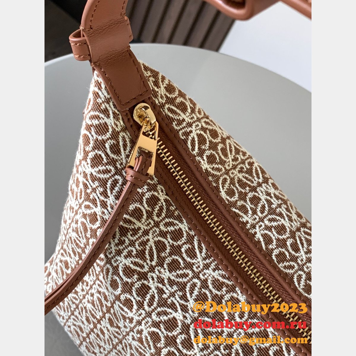 Luxury Cubi bag in Anagram jacquard and calfskin 21cm/35CM