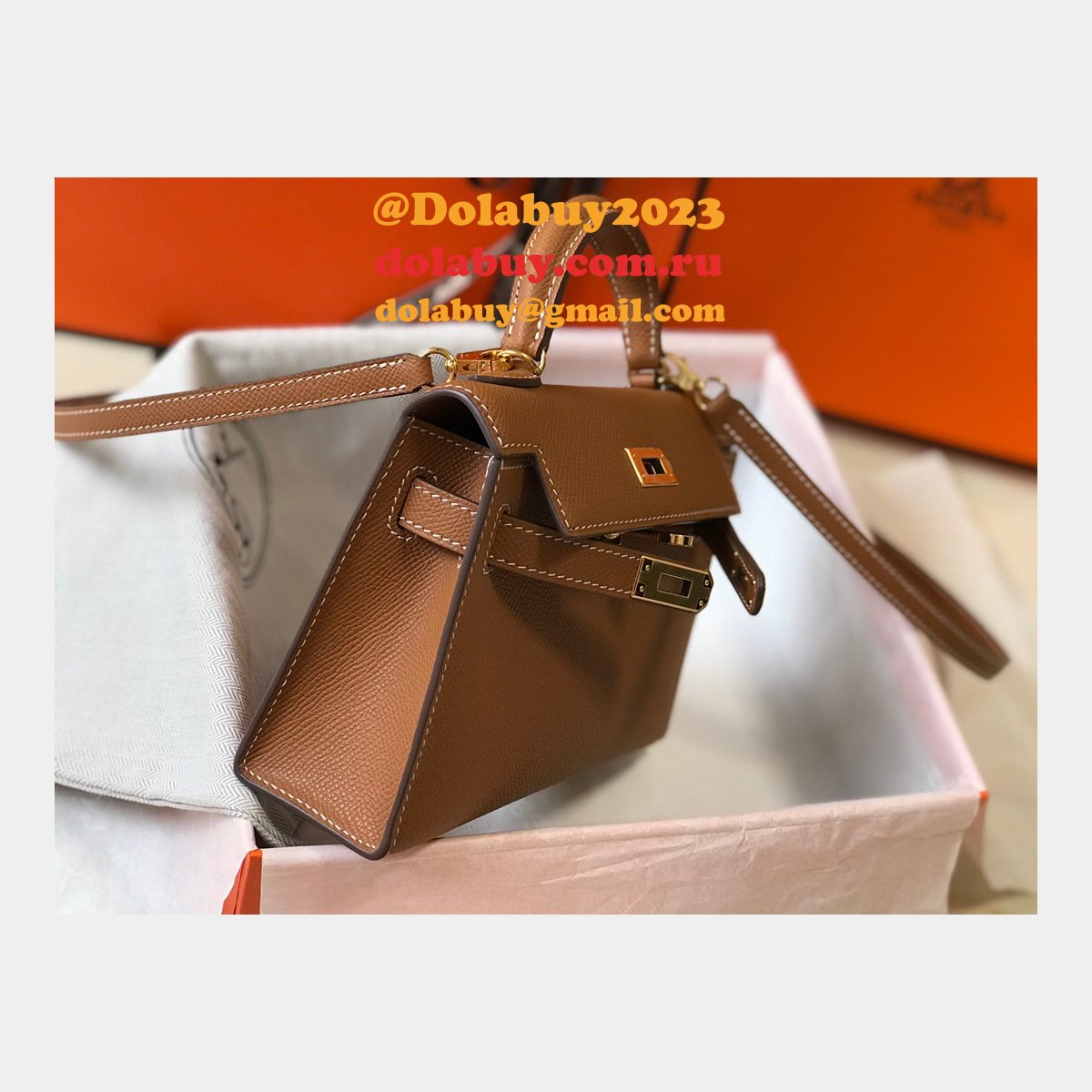 Camel Mini Kelly Replica Hermes Handbags