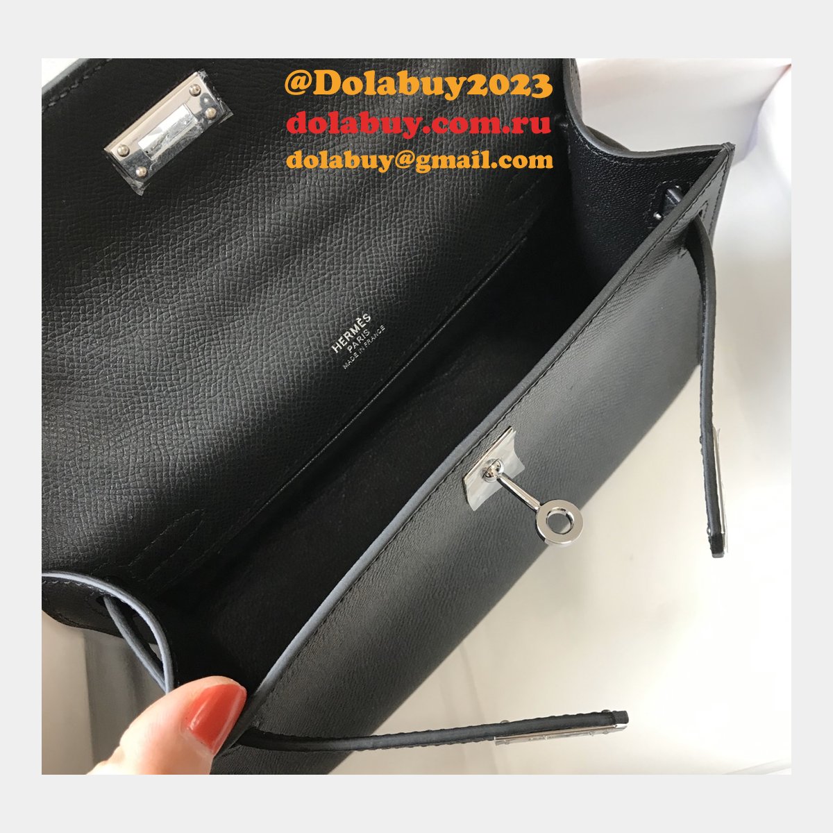 Luxury Hermes EPSOM LEATHER Mini Kelly Pouchette