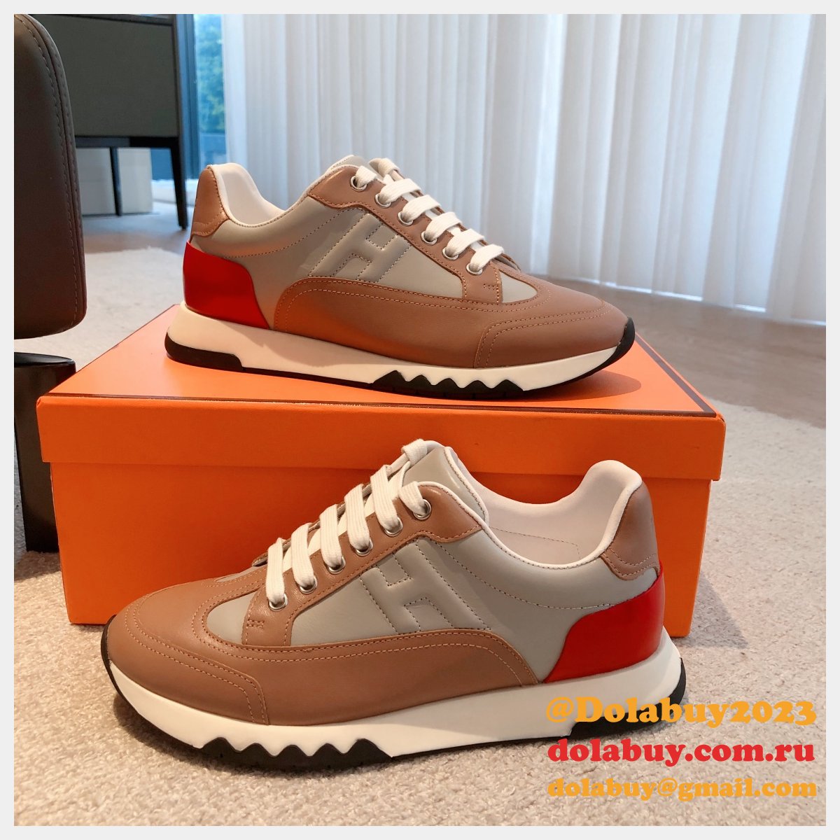 Wholesale Sneakers Leer Wit Hermes Knockoff Shoes