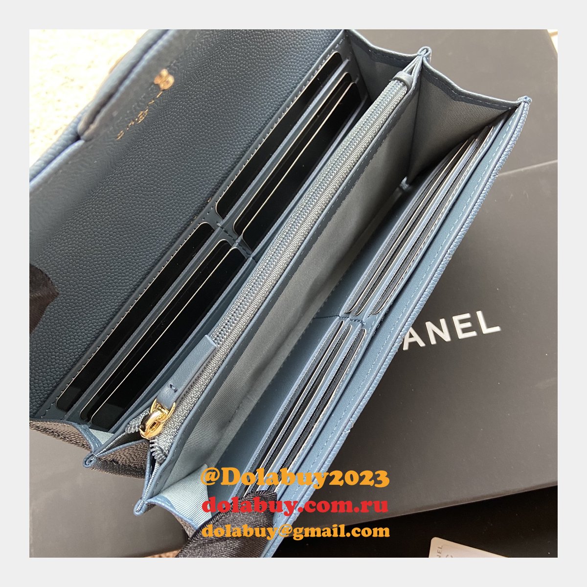 Best CC Leather Chevron Flap Long Wallet A80758