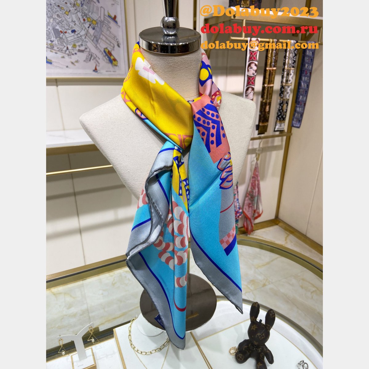 Designer Fake hermes twill silk scarf