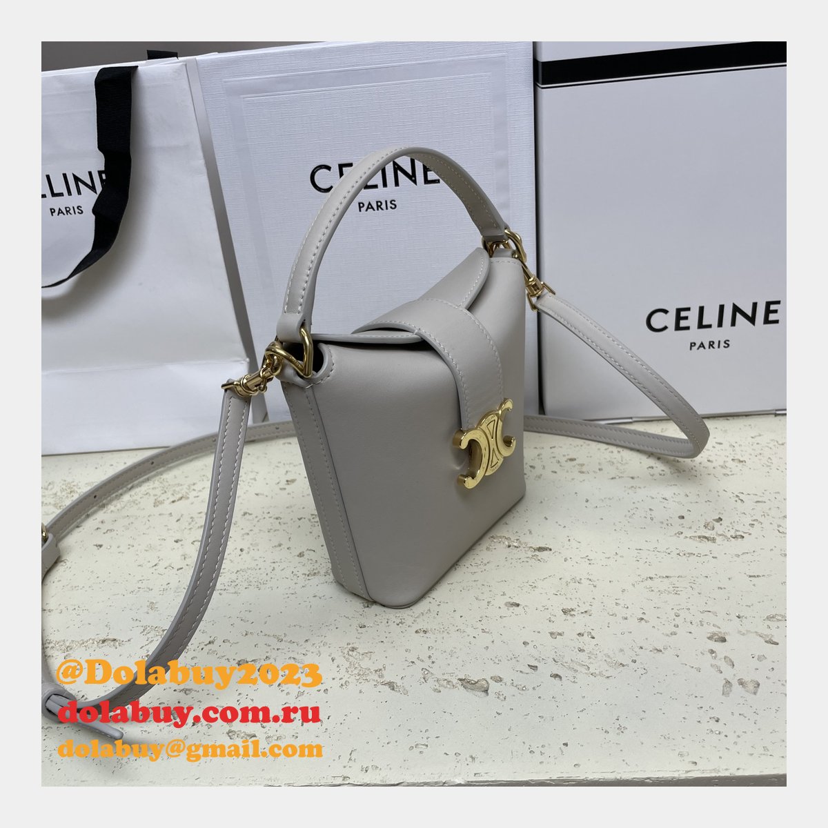 Top Quality Celine 10K943 Bucket Triomphe Smooth Designer Bag