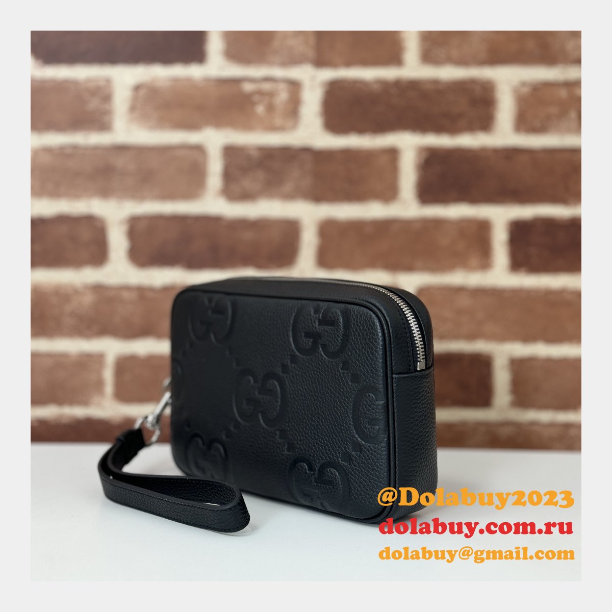 G*u*i replica 1:1 mirror jumbo gg pouch 802148 black handbag