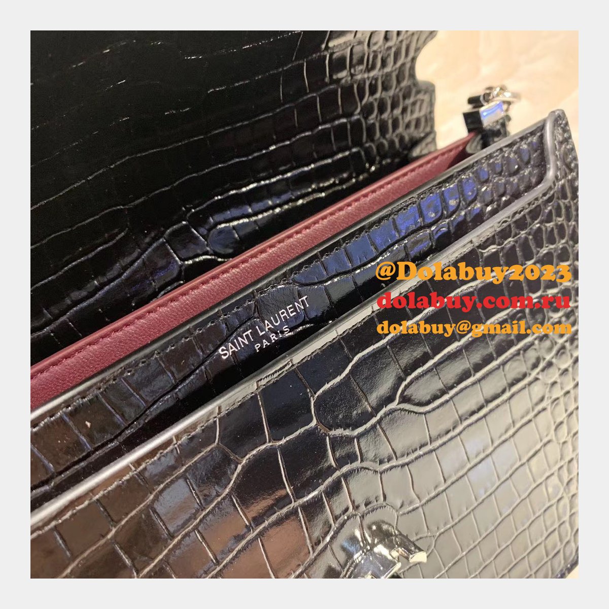 Saint Laurent AAA+ Replicas Shoulder 377057 Black/Red Bags