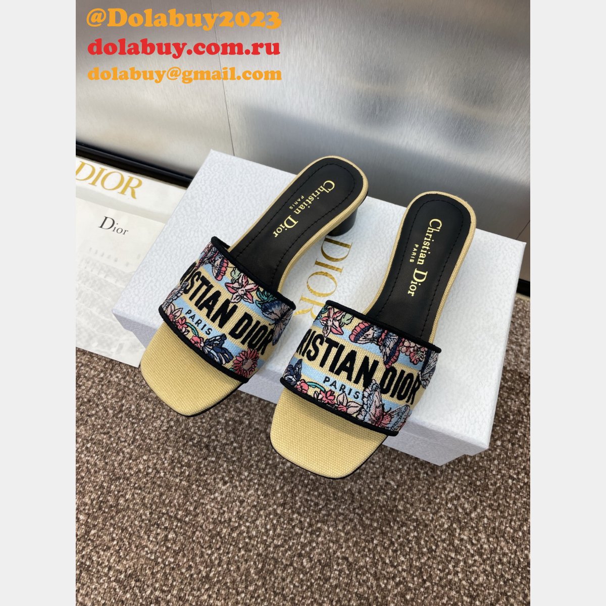 Wholesale 1:1 Mirror Dway Heeled Slide