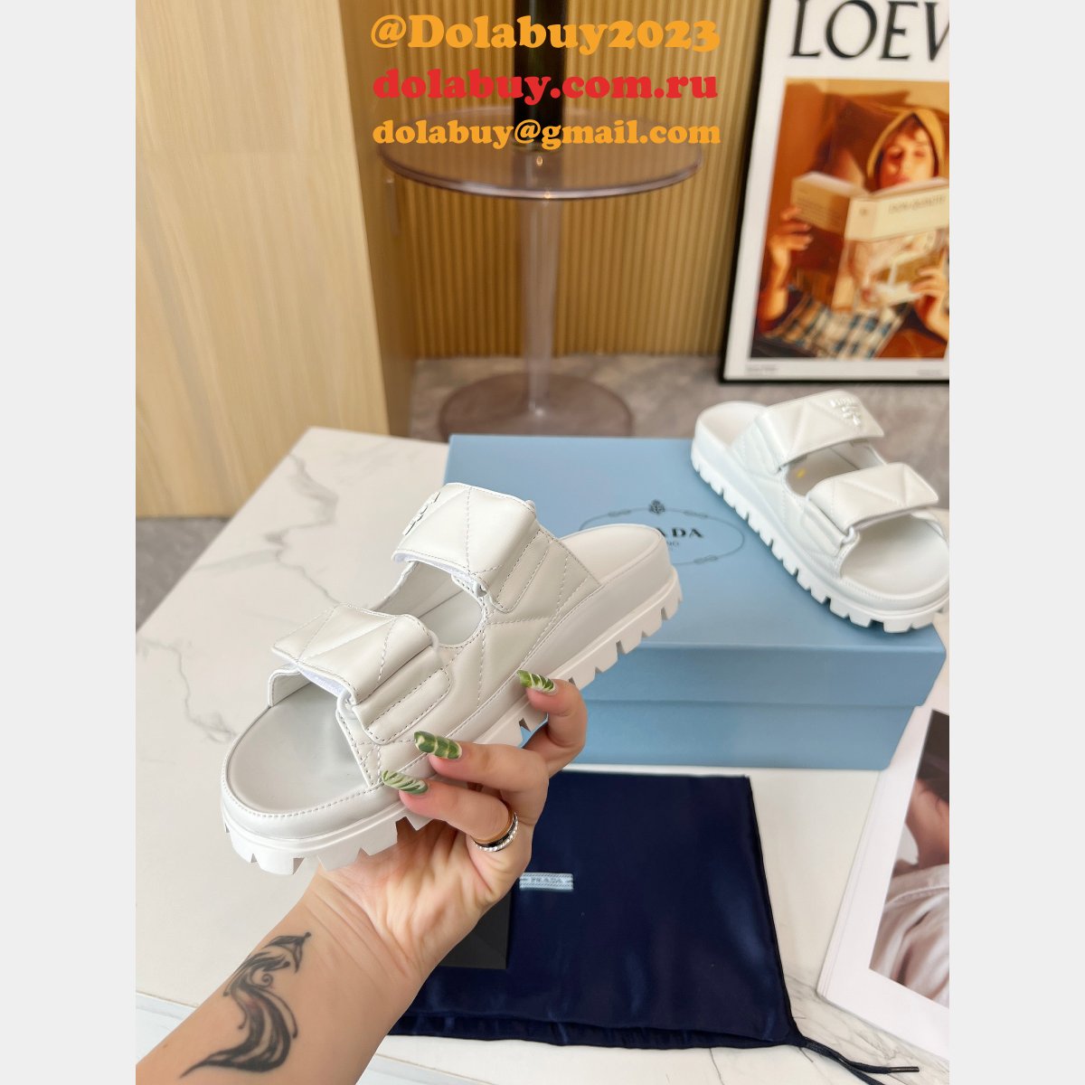 7 Star prada Padded nappa leather sandals