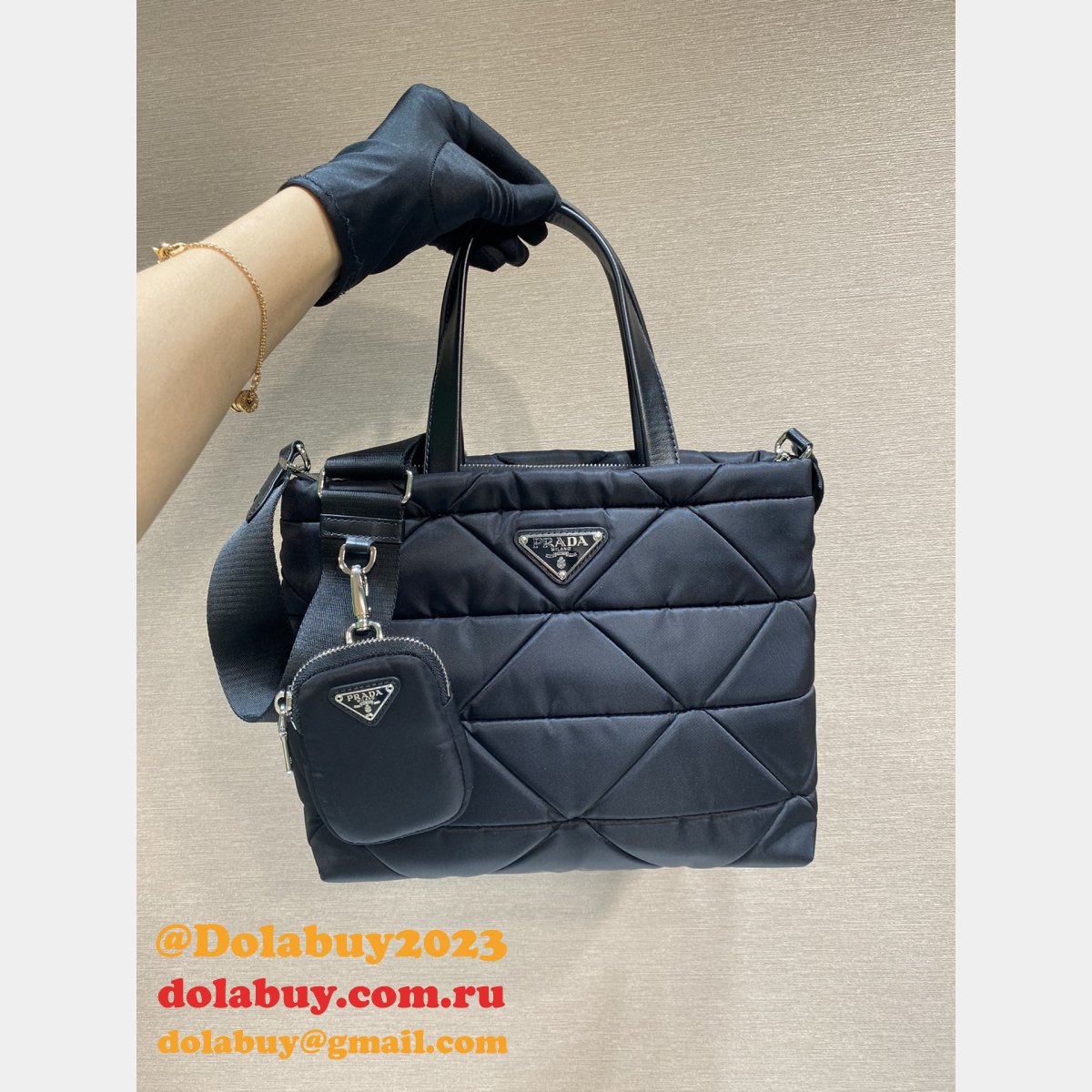 Buy Prada Replica Shoulder 1BG380 Black Handbags