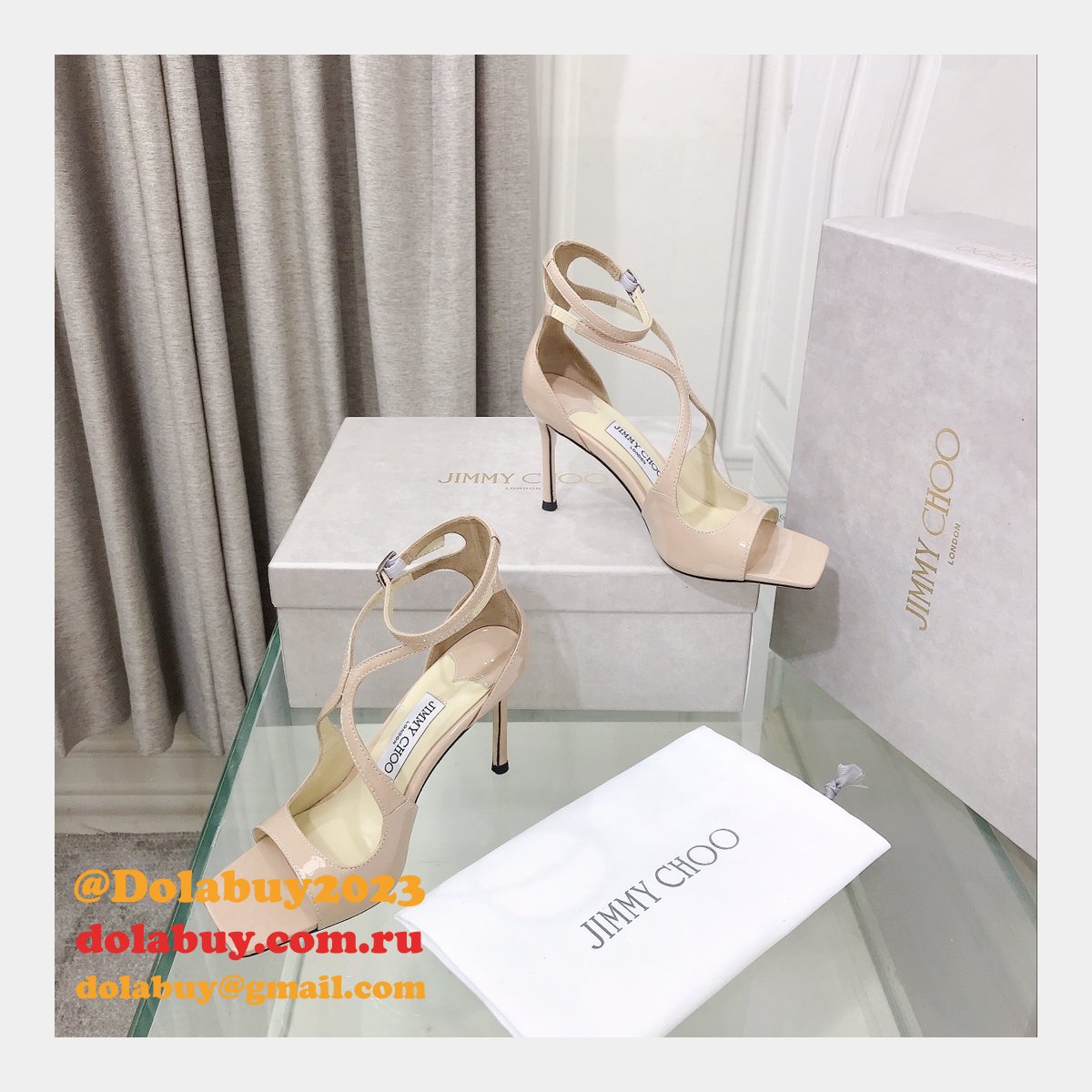 Azia 110 Patent Leather Sandal Knockoff Jimmy Choo Heel: 8.5 cm Shoes