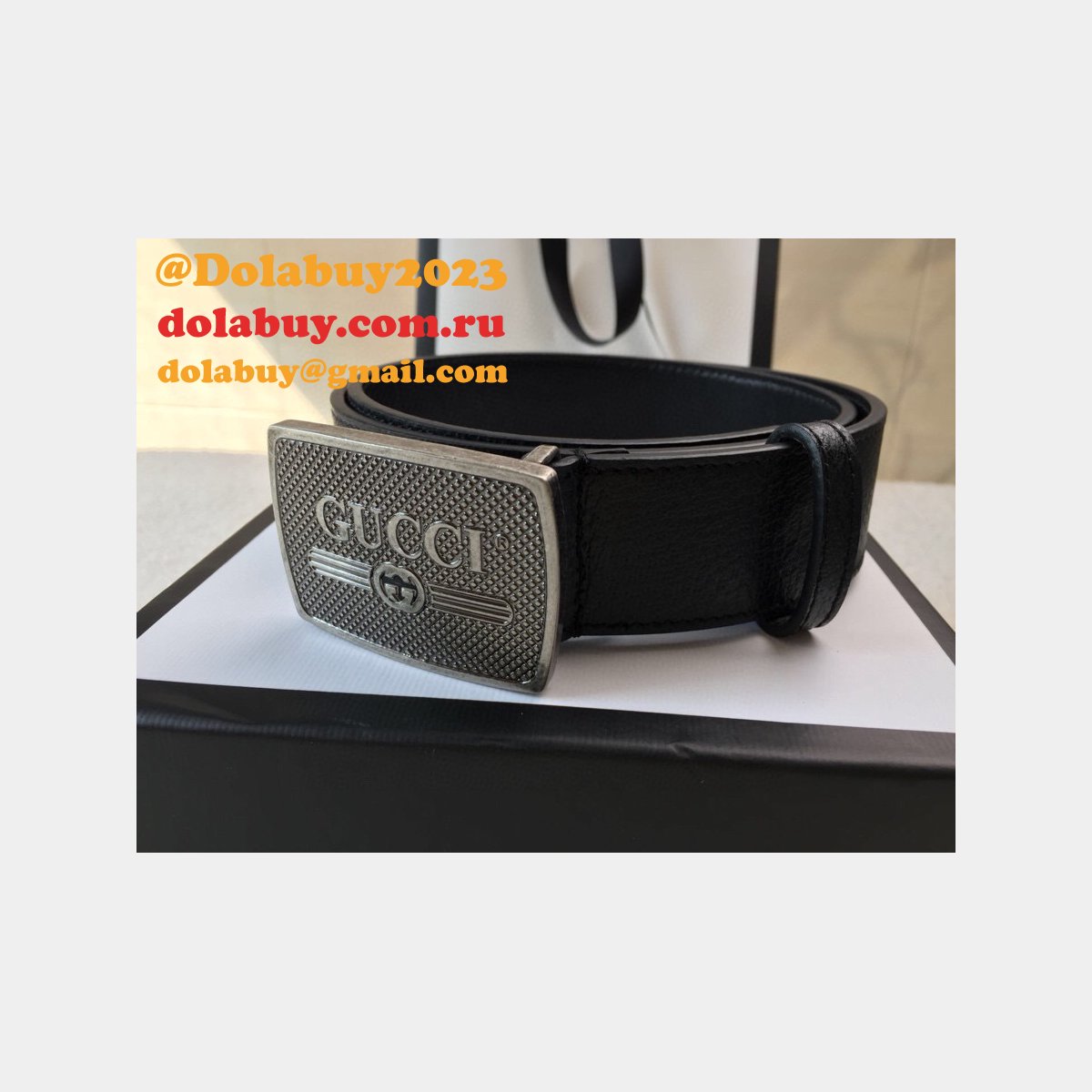 knockoff G*u*i leather belt 38mm black replica