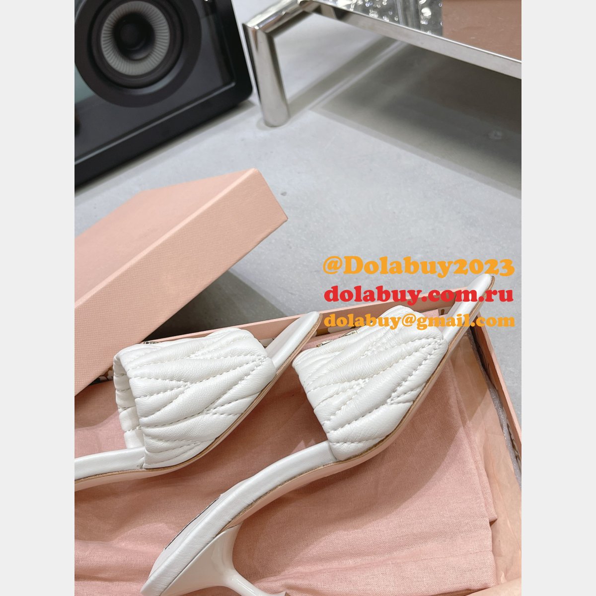 Perfect Luxury Replica Miu Miu high heel slippers Shoes