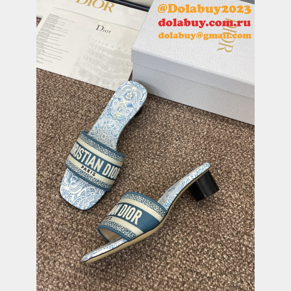 Wholesale 1:1 Mirror Dway Heeled Slide