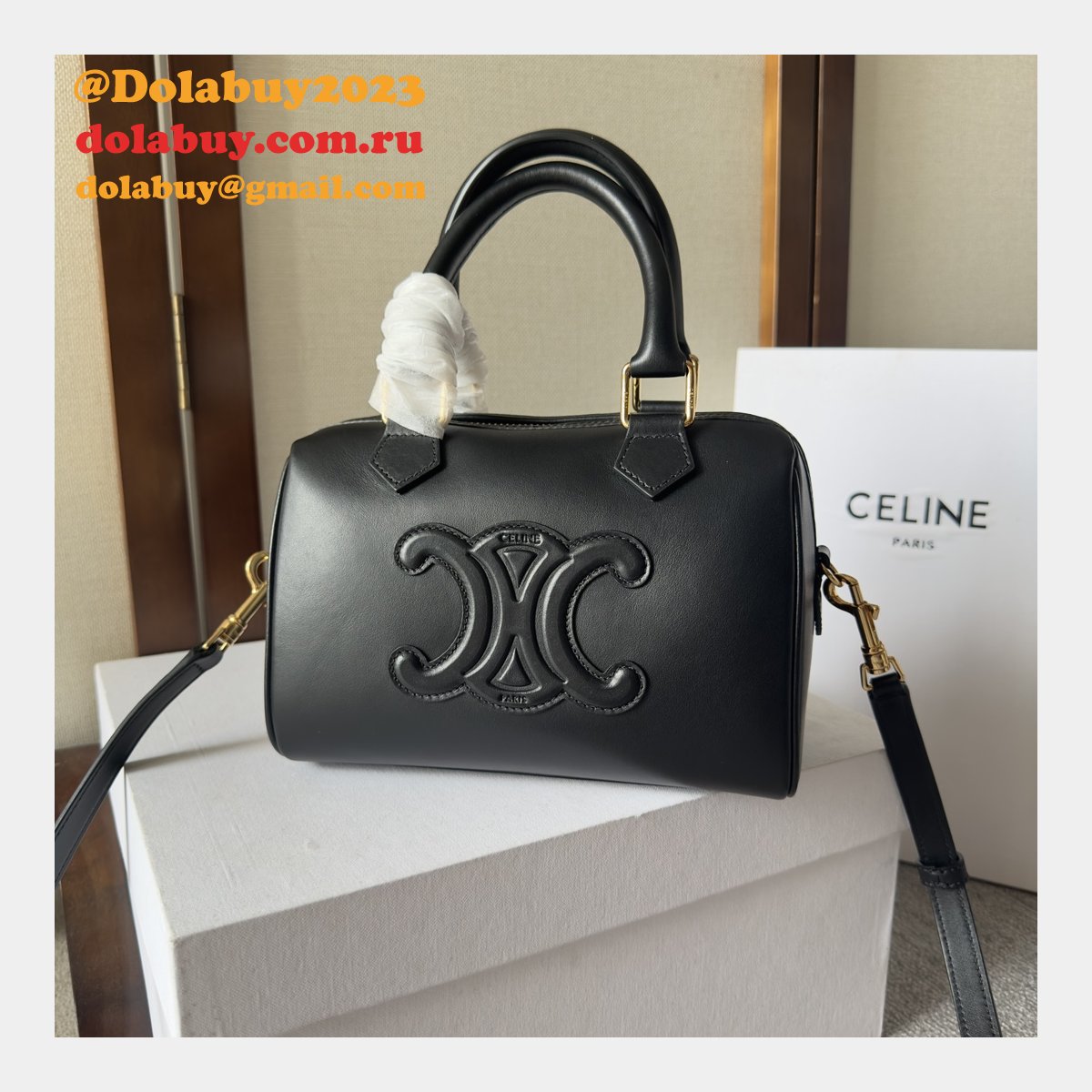 Luxury Celine 197582 Triomphe Small Boston Bag