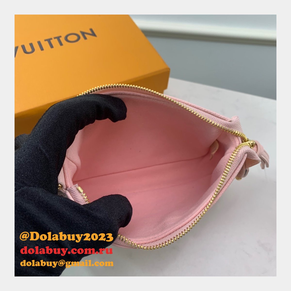Louis Vuitton Wholesale Mini Pochette Accessoires Monogram Empreinte Leather M80501 Pink