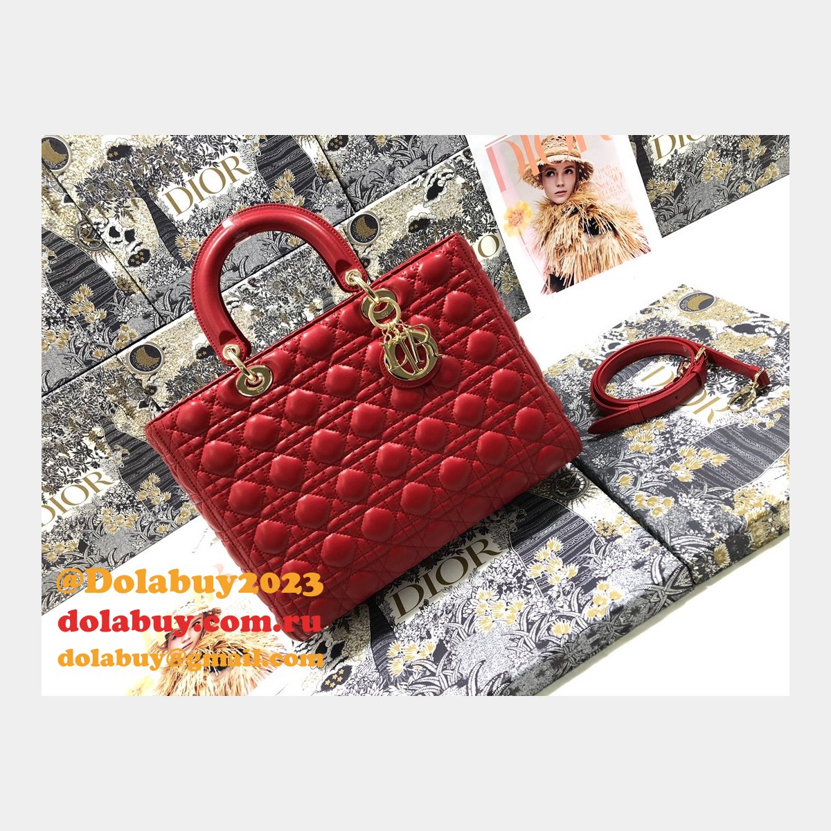 Inspired Duplicate dior lady lambskin 32CM HANDBAG