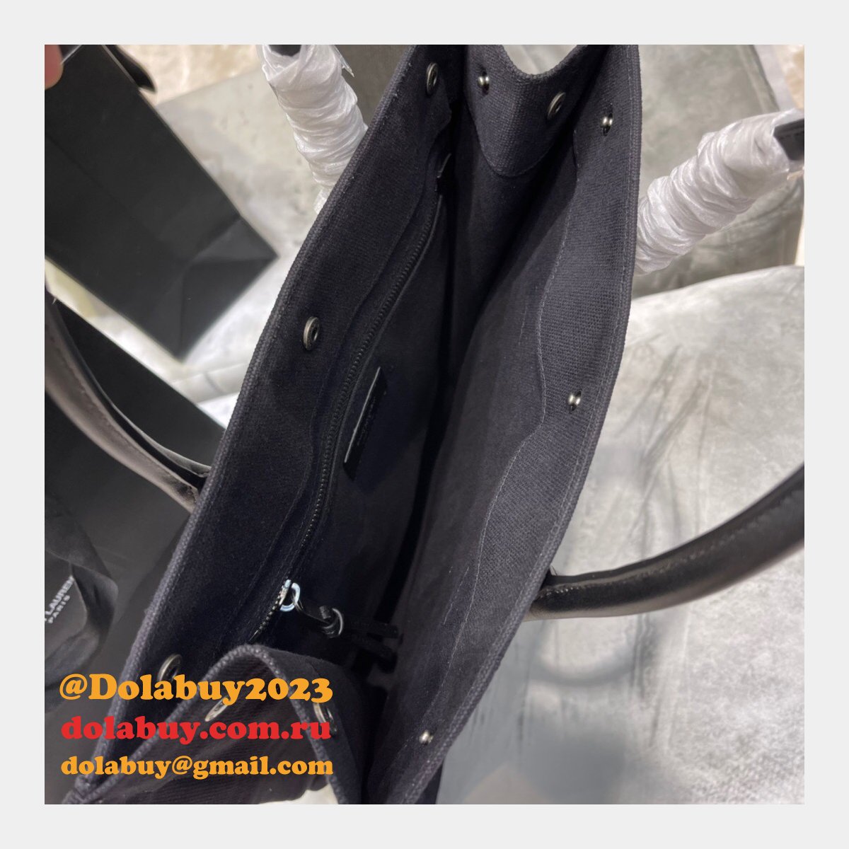 Buy Replica YSL Rive Gauche Shopping 631682 Bag In Linen and Cotton Online