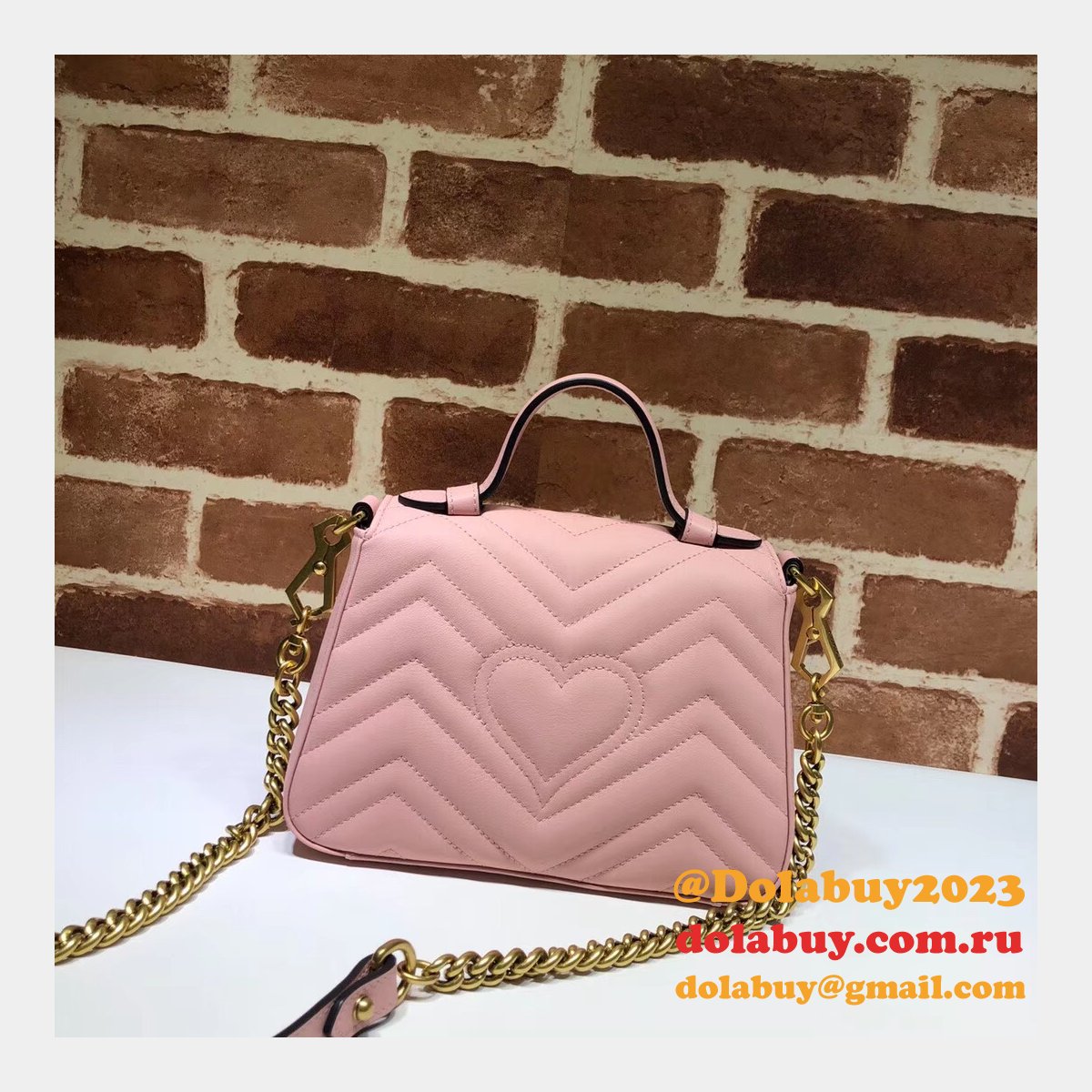 cheap 547260 G*u*i chevron leather gg marmont mini top handle