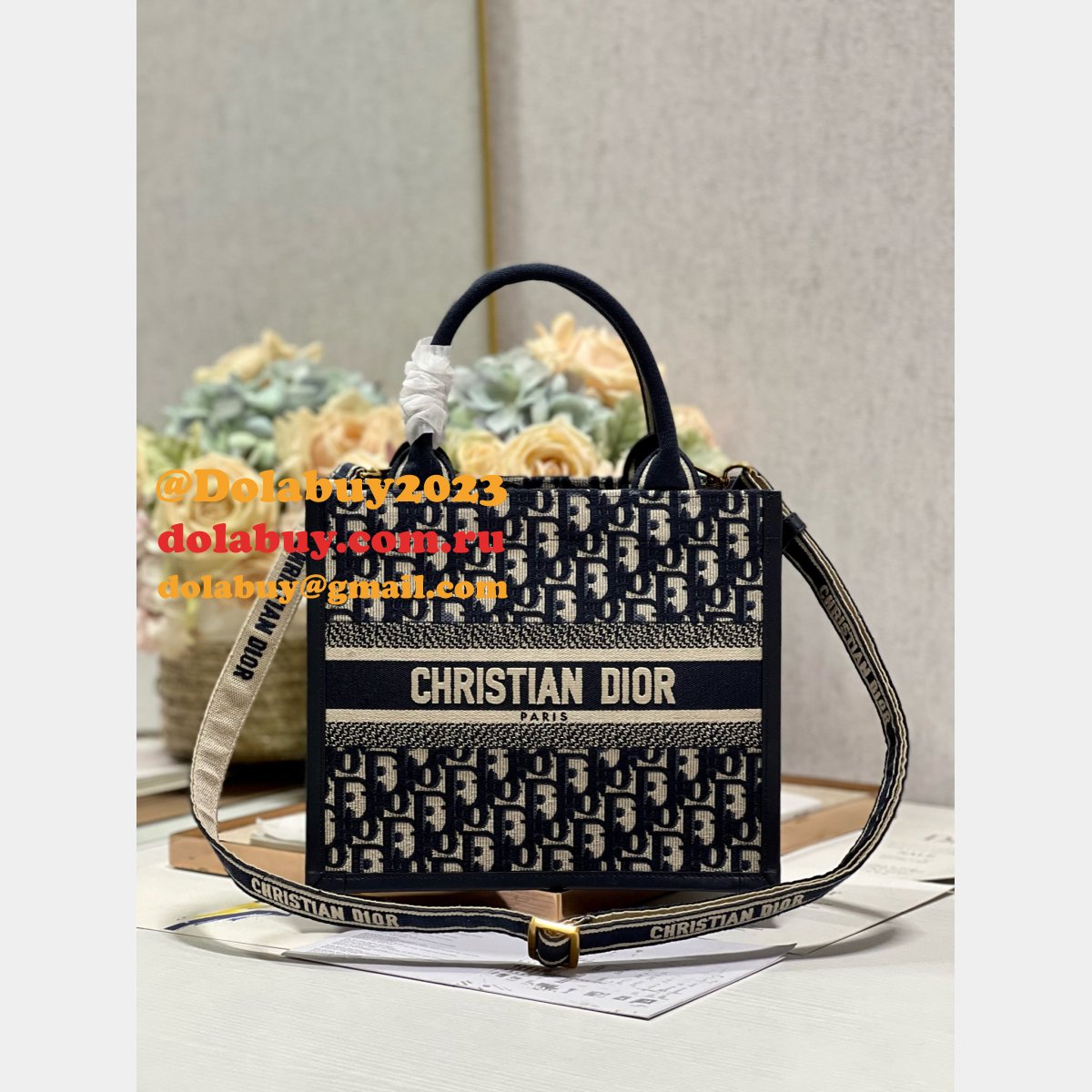 Shop D-Stripes 1286 Bayadere Dior Book Tote Replica Bags