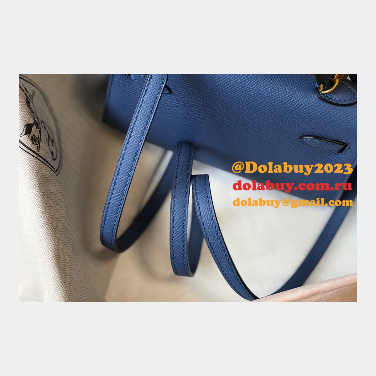 Hermes Blue Mini Kelly Replica Handbag Epsom leather