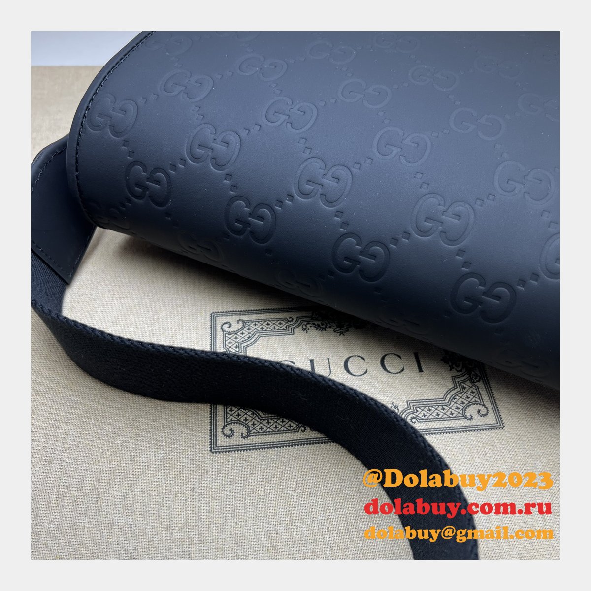 Gucci Fake GG Crossbody Rubber-effect 775097 Black Bag