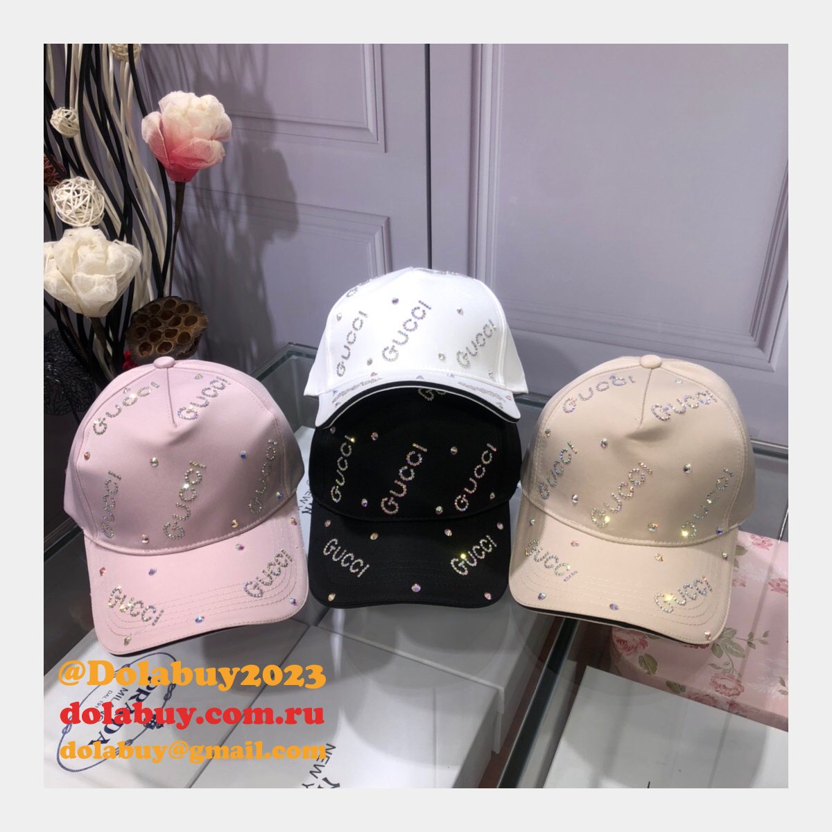 Fashion Gucci with diamond logo Baseball cap