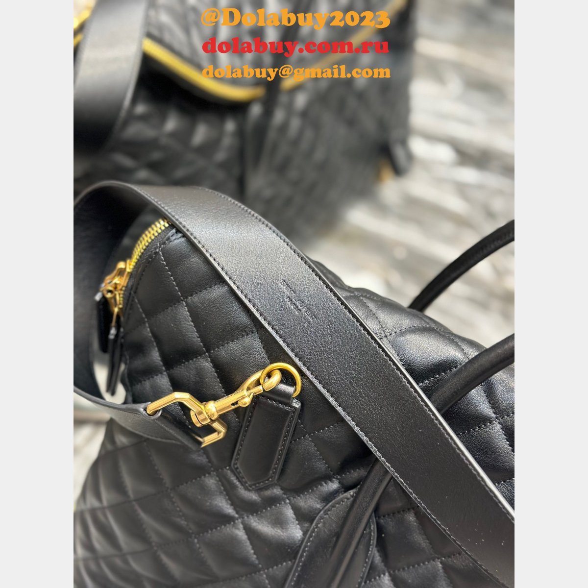 Ysl Replica Es Giant Travel 736009 Black Quited AAA+ Bag