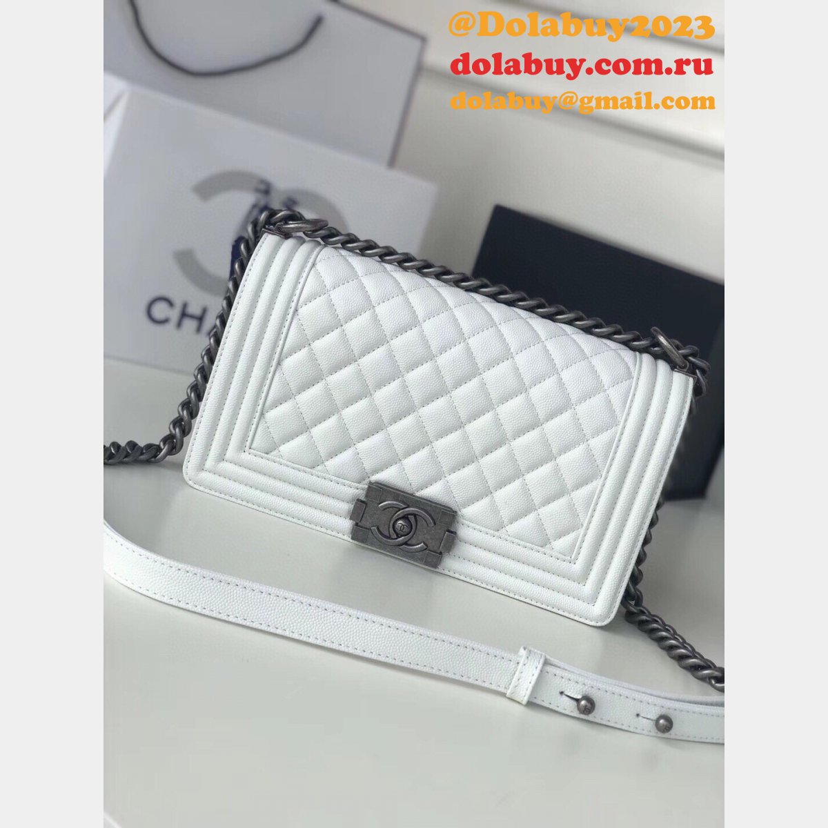 Replica CC Le Boy Flap Bag caviar leather 25CM