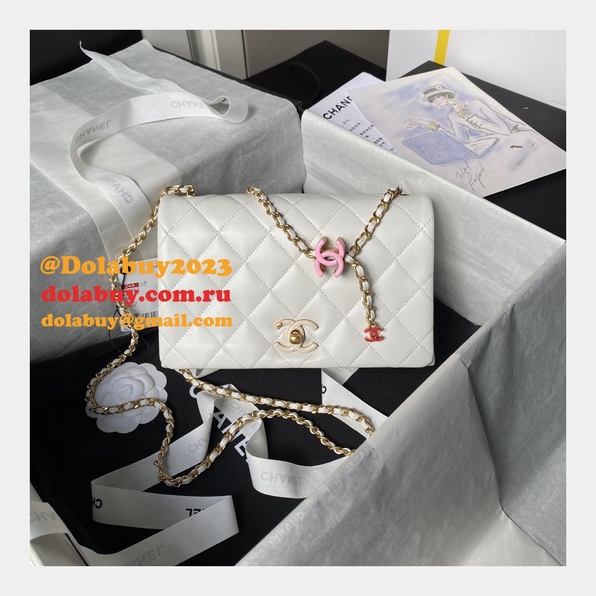 Replica AS4967 Classic Flap Luxury 7 Star Black/White Bags