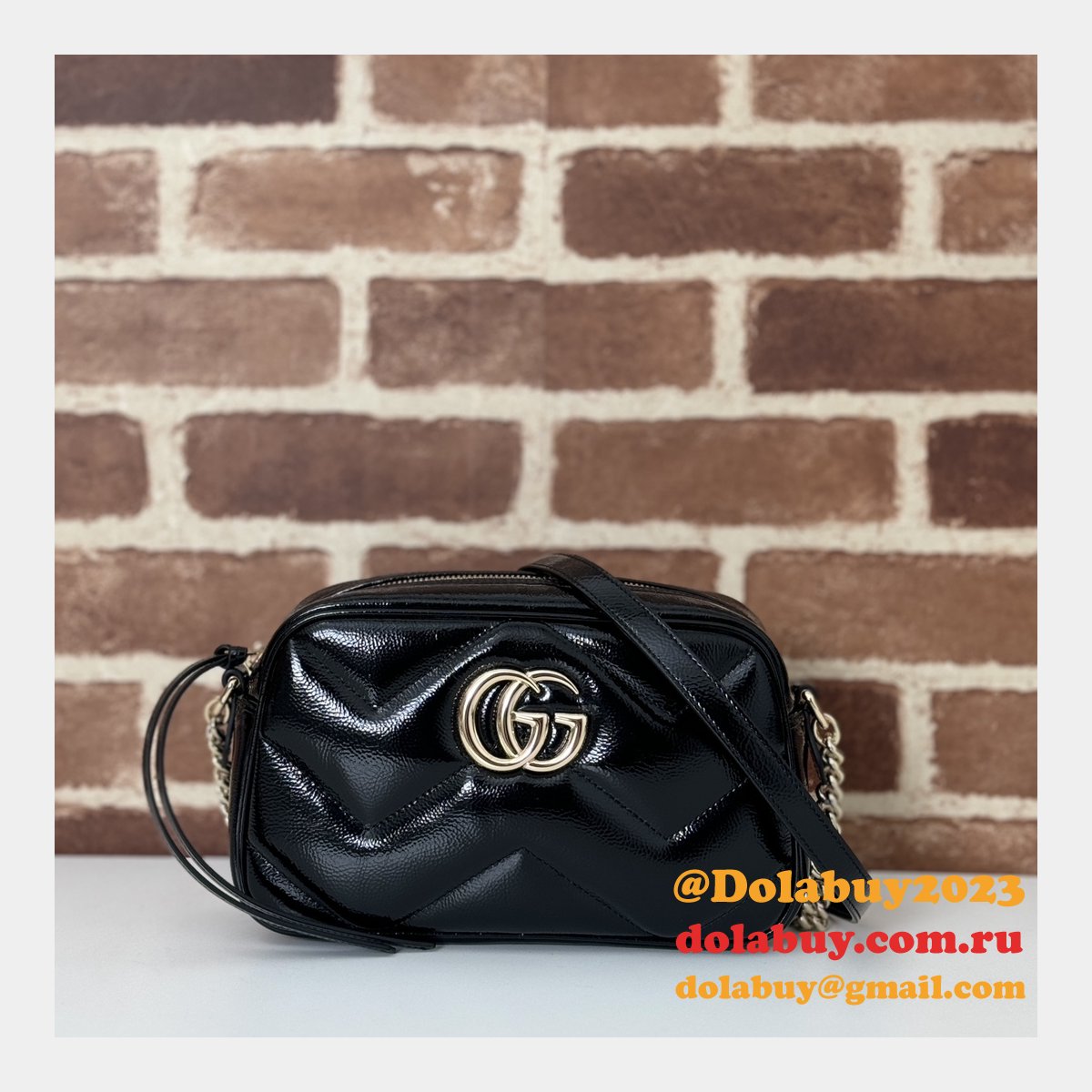 GG Marmont Gucci Duplicate Small Shoulder 802448 Black Bag