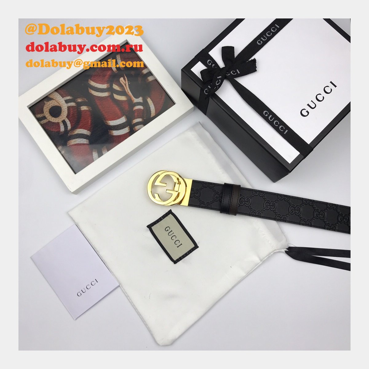 7 star G*u*i 37mm replica interlocking g-buckle leather black belt