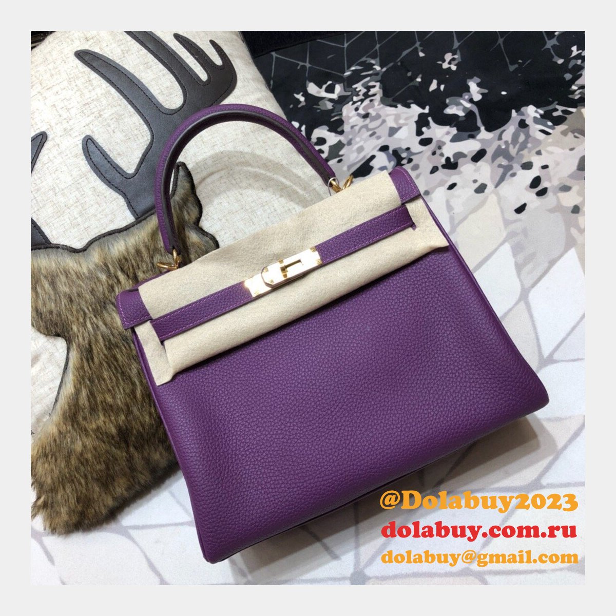 Hermes Kelly 32cm Togo leather Purple