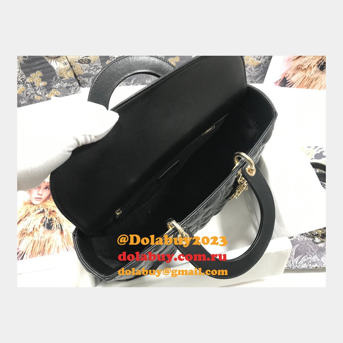Inspired Duplicate dior lady lambskin 32CM HANDBAG