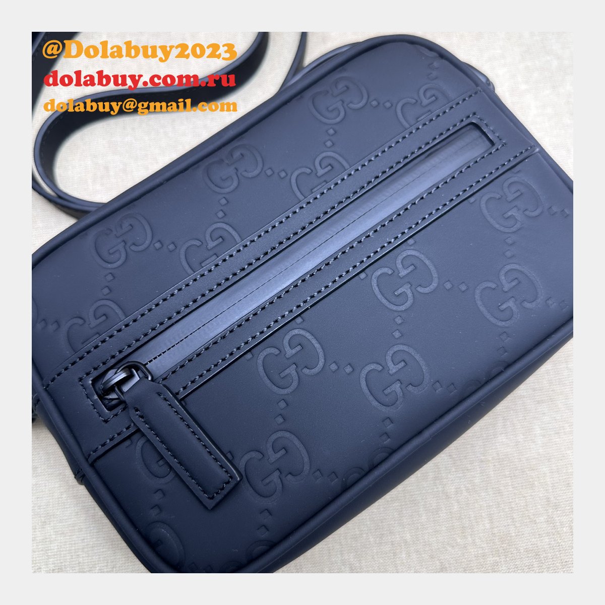 G*u*i 1:1 gg rubber-effect 771321 shoulder black replica bag
