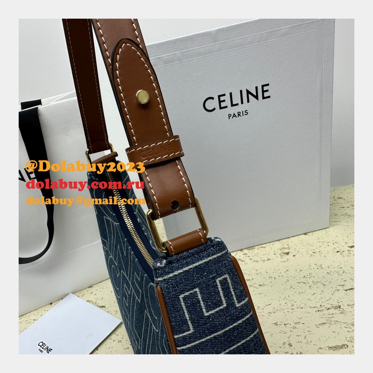 Celine Designer 1:1 Mirror Ava Denim 193952 Fake Bag
