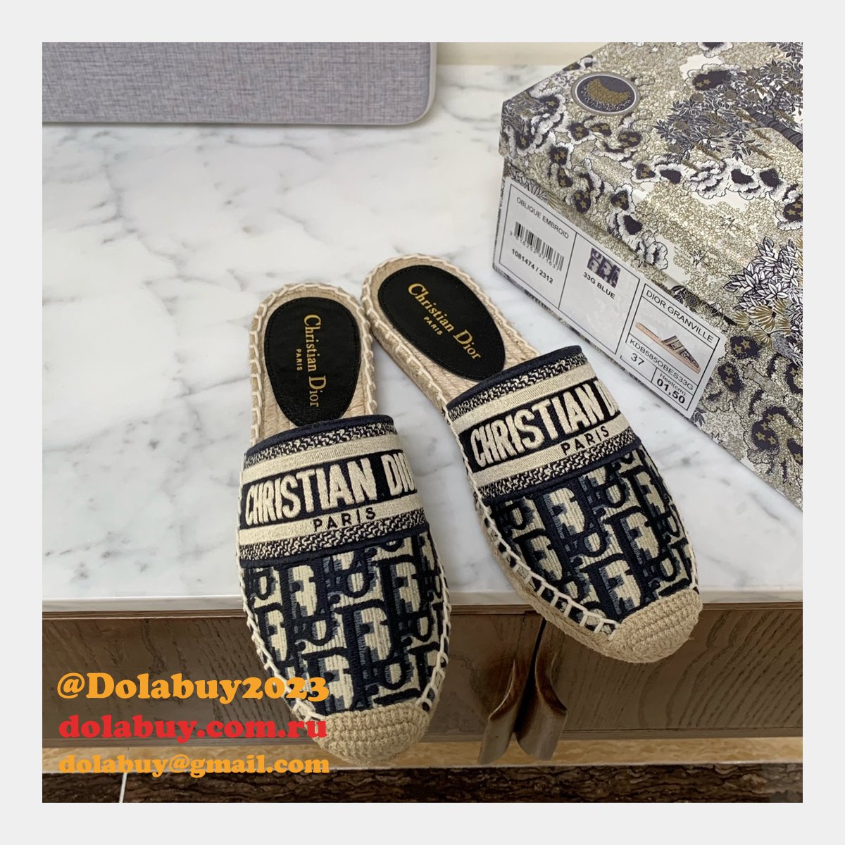 Best Quality 1:1 Mirror Dior Embroidered Fisherman Shoes