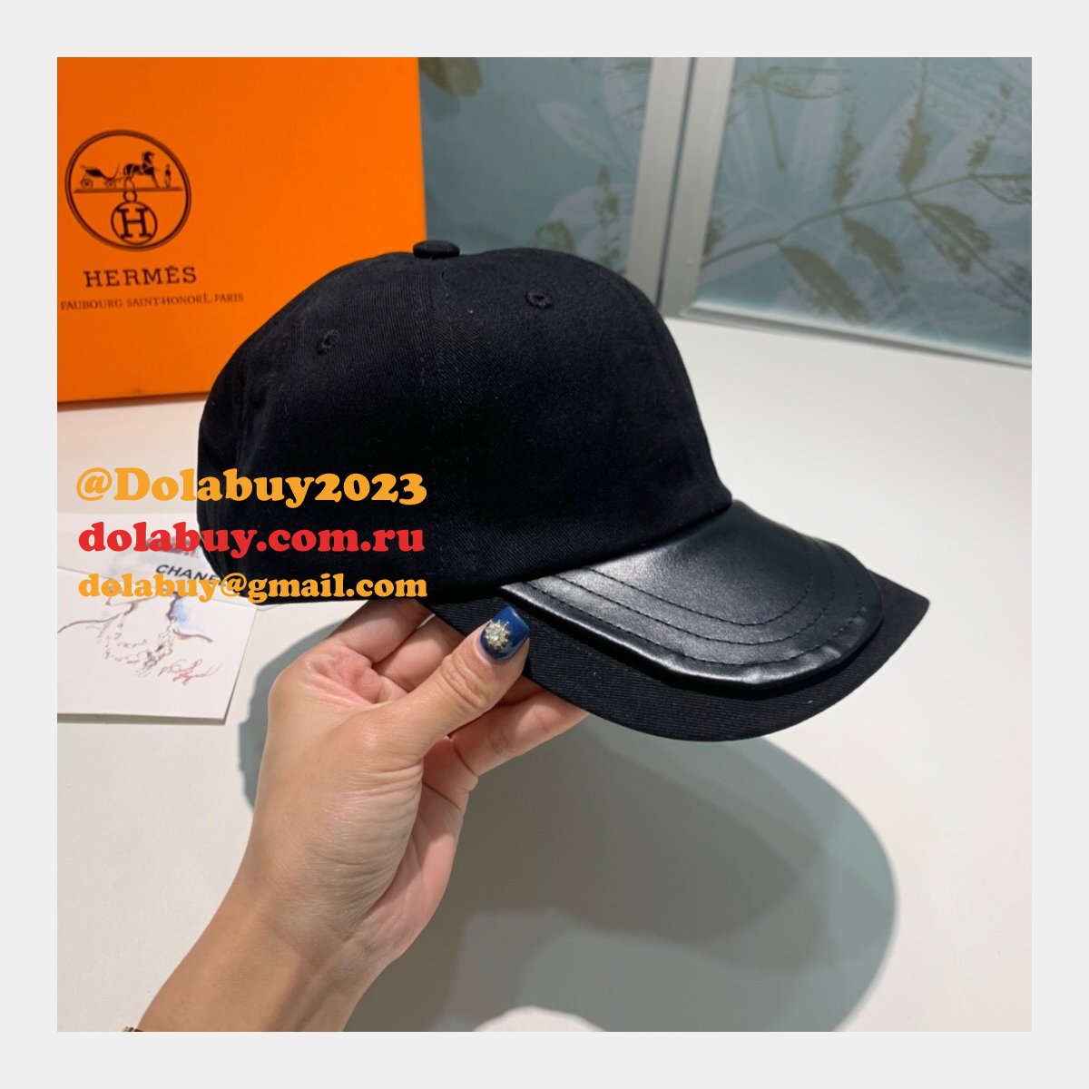 Hermes High Quality Canvas fabric Peaked cap