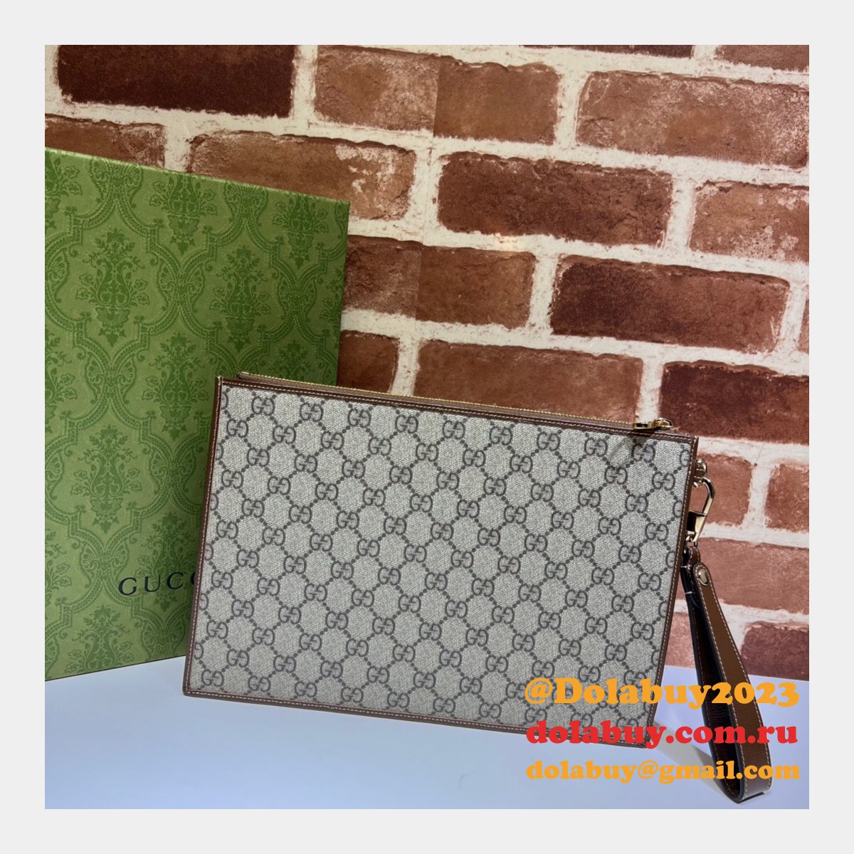 best G*u*i replica supreme zip wristlet pouch 672953 clutch
