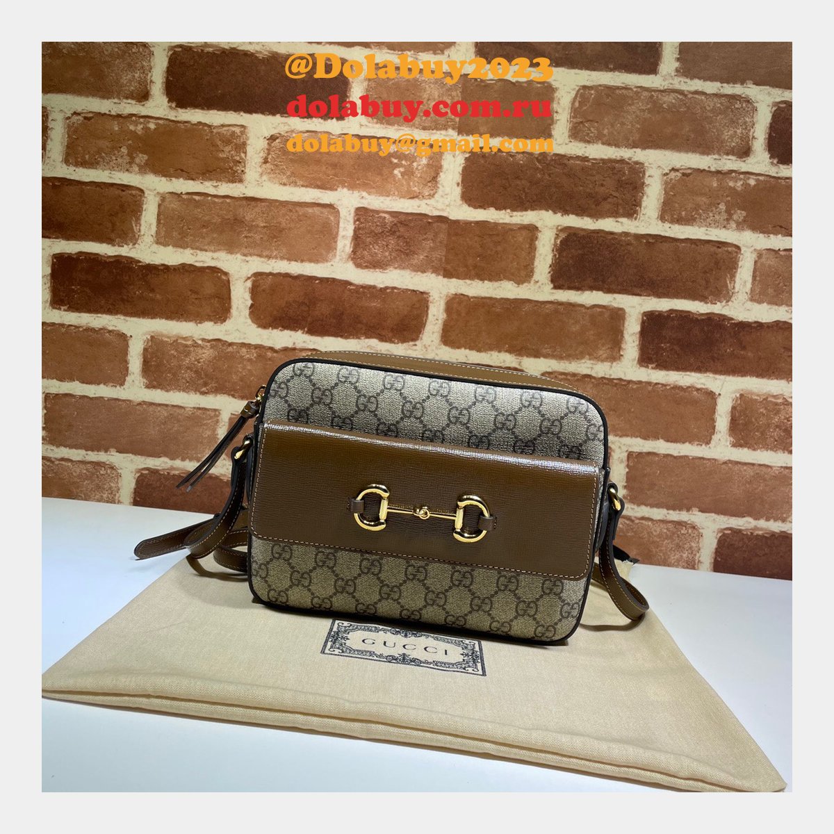 G*u*i replica horsebit 1955 small brown or white leather shoulder 645454 bag