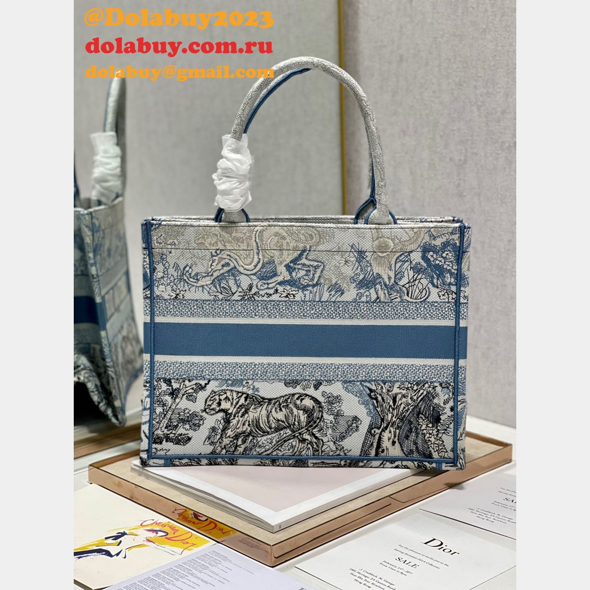 Replica Top Quality Dior Embroidered Book Tote Bag